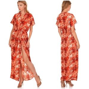 & OTHER STORIES Red V-Neck Front Slit Maxi Dress